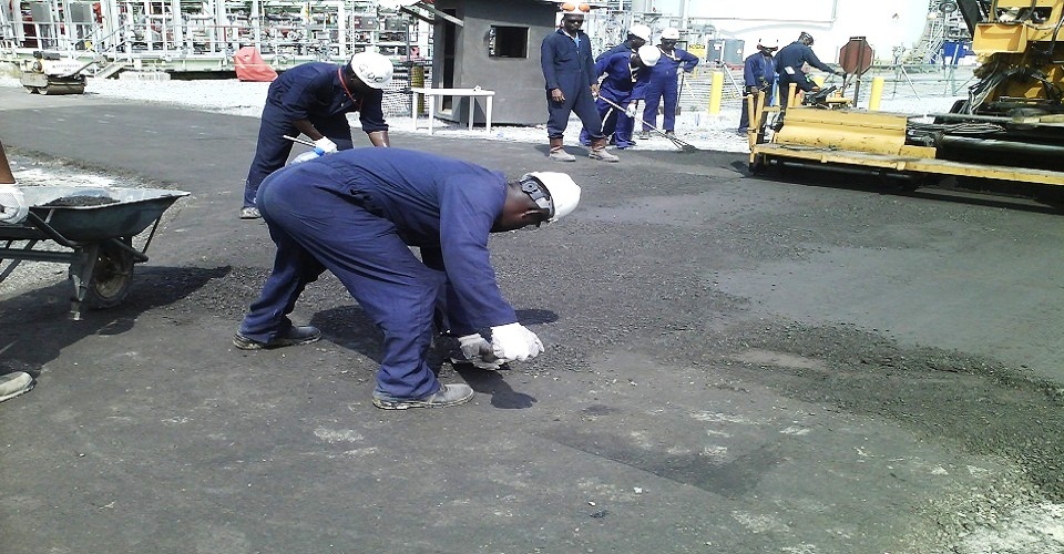 <strong>EGTL ROAD PAVING PROJECT FOR CNL</strong><br>Paving of cold Asphalt in progress.(Unit F/Utility Road)