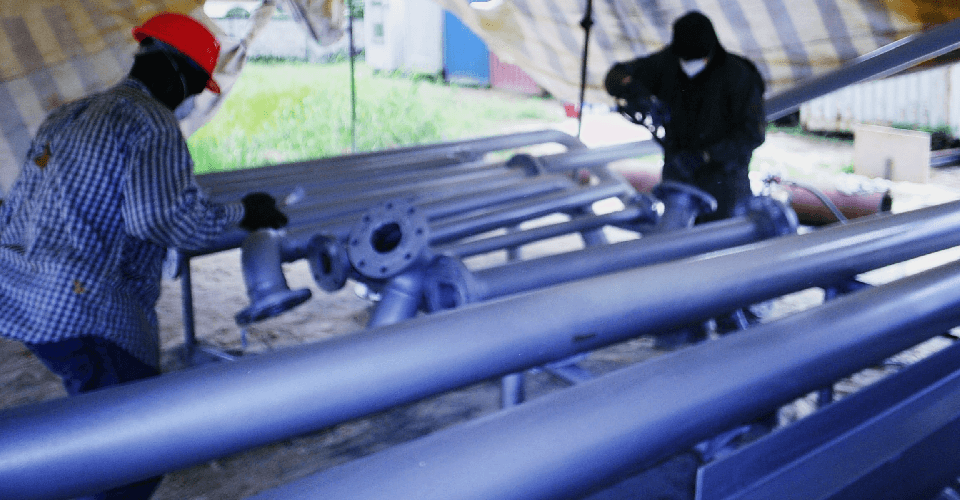 Sand blasting of fabricated spools for utonana/ abiionteye flow station